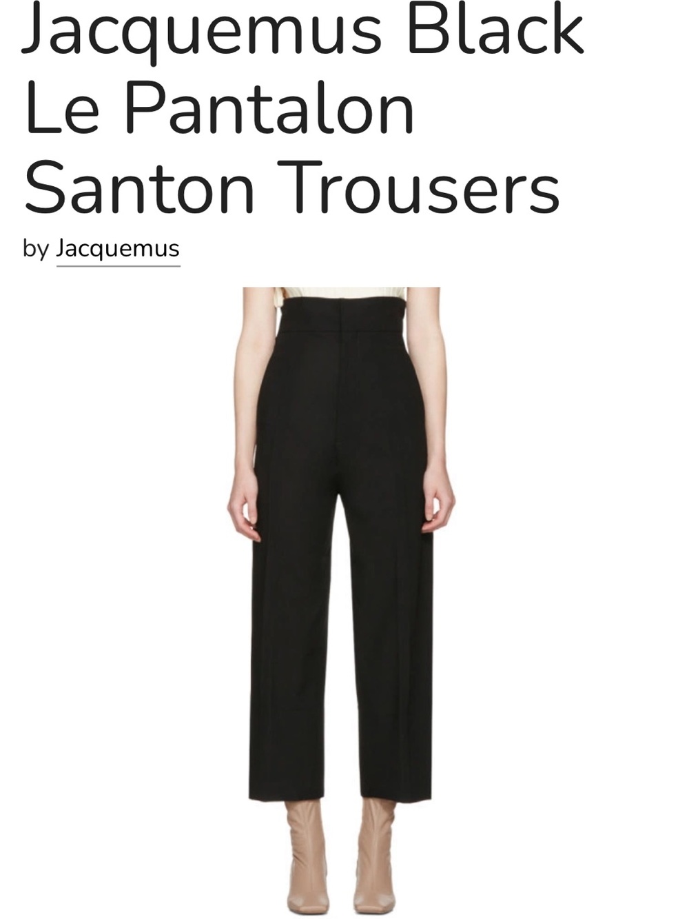 Jacquemus Black High-Waist Cropped Trousers